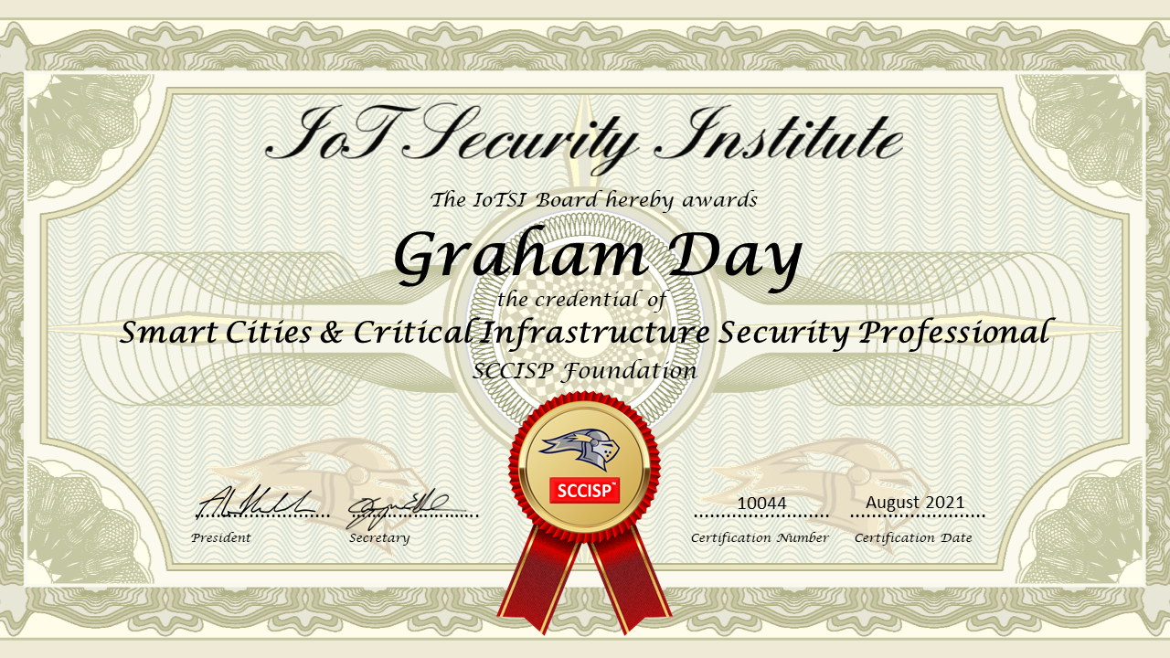 Graham Day SCCISP Certification
